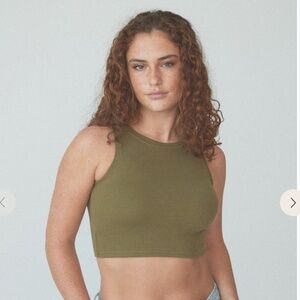 Klassy Network Racerback Brami Crop, Size S, Brown